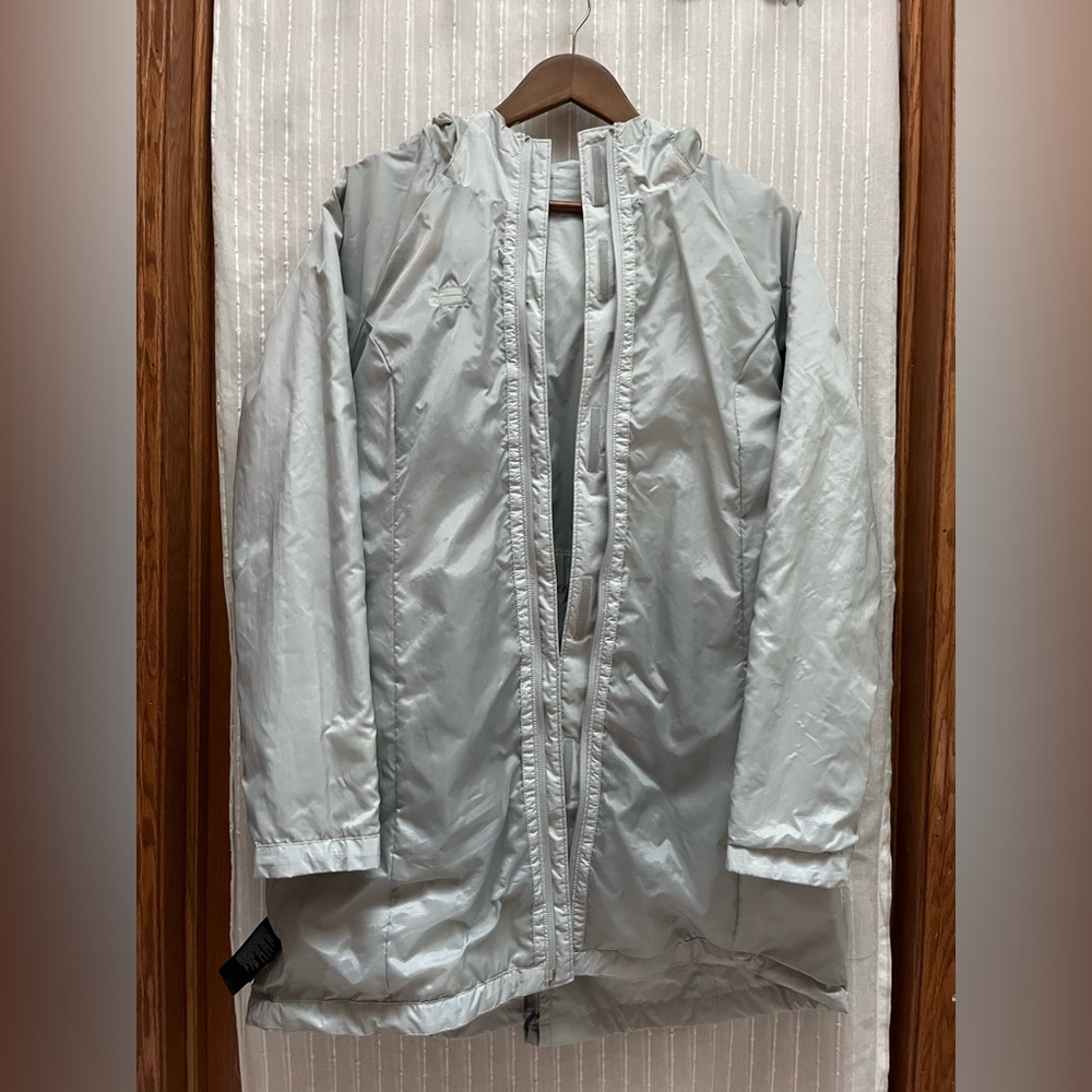 The North Face Women's HyVent Silver Long Rain Jacket Hooded Parka - Picture 2 of 12